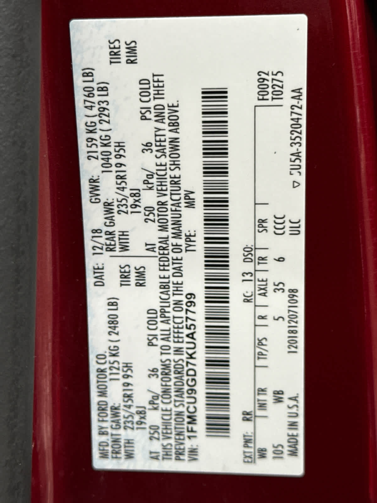 2019 Ford Escape SE 4WD