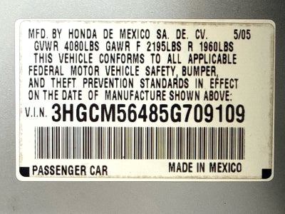 2005 Honda Accord LX AT