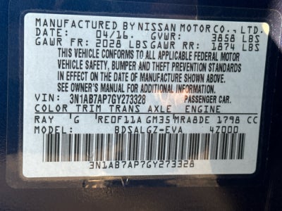 2016 Nissan Sentra 4dr Sdn I4 CVT SL