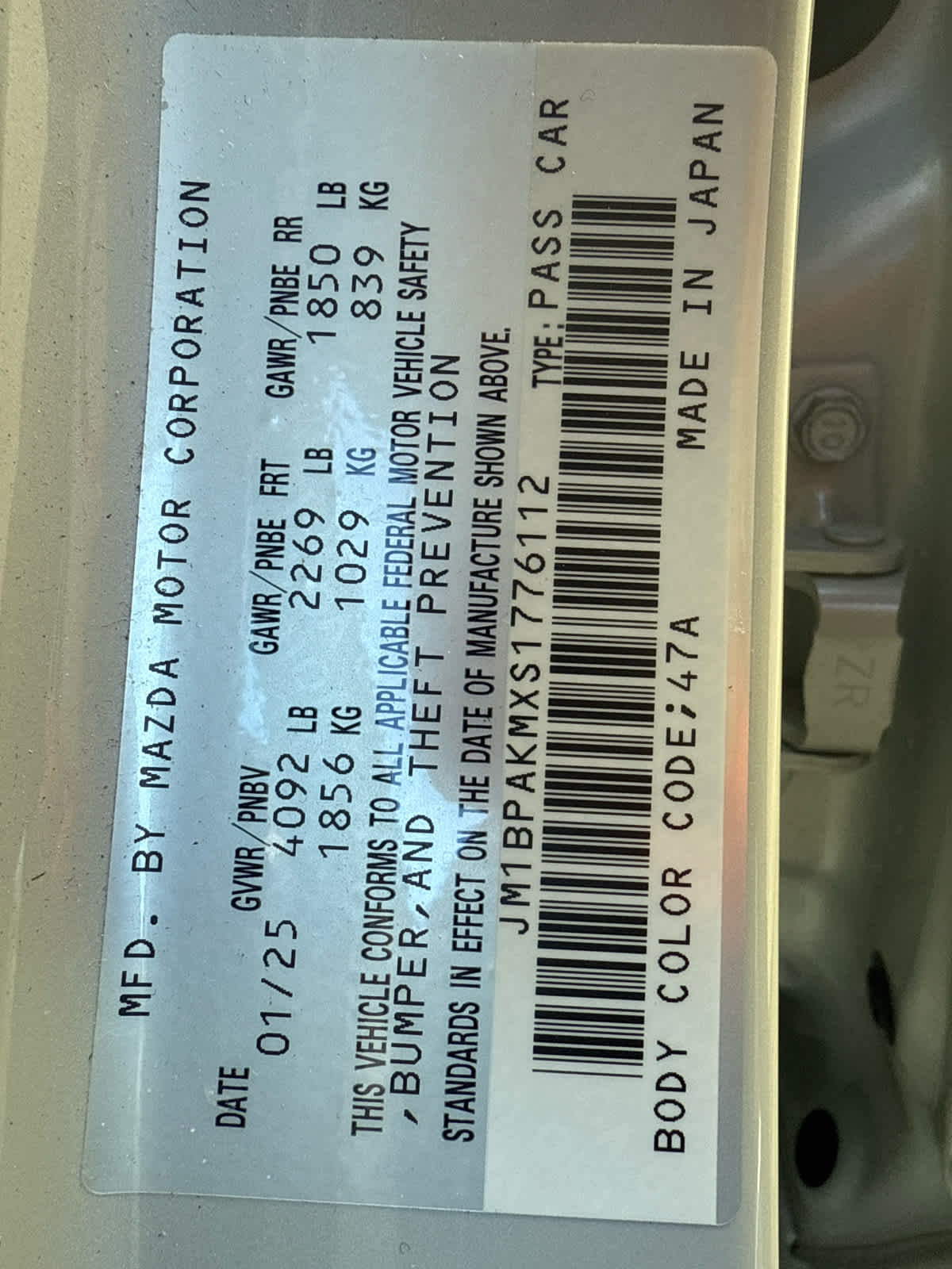 2025 Mazda Mazda3 Hatchback 2.5 S Select Sport Auto FWD