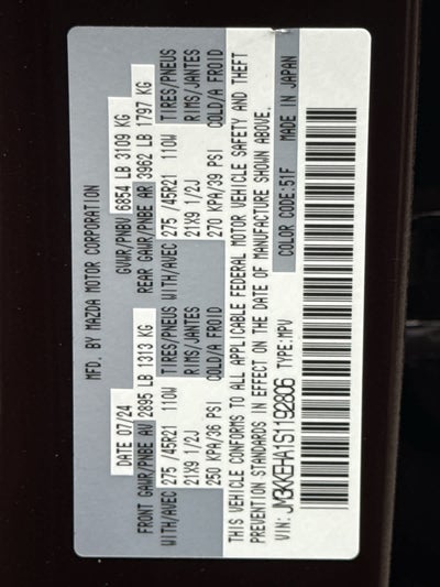 2025 Mazda Mazda CX-90 PHEV Premium Plus Package AWD