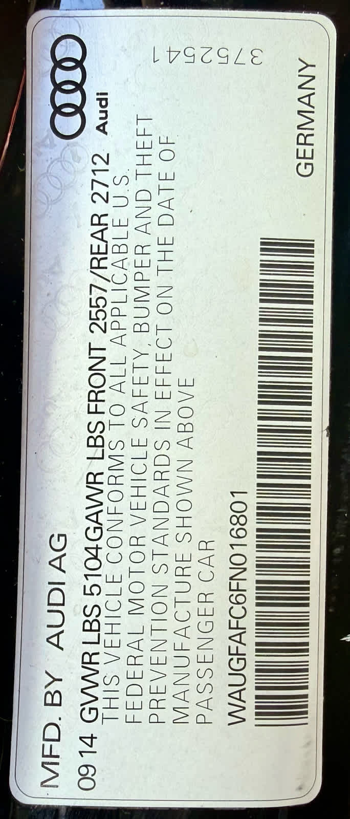 2015 Audi A6 4dr Sdn quattro 2.0T Premium Plus